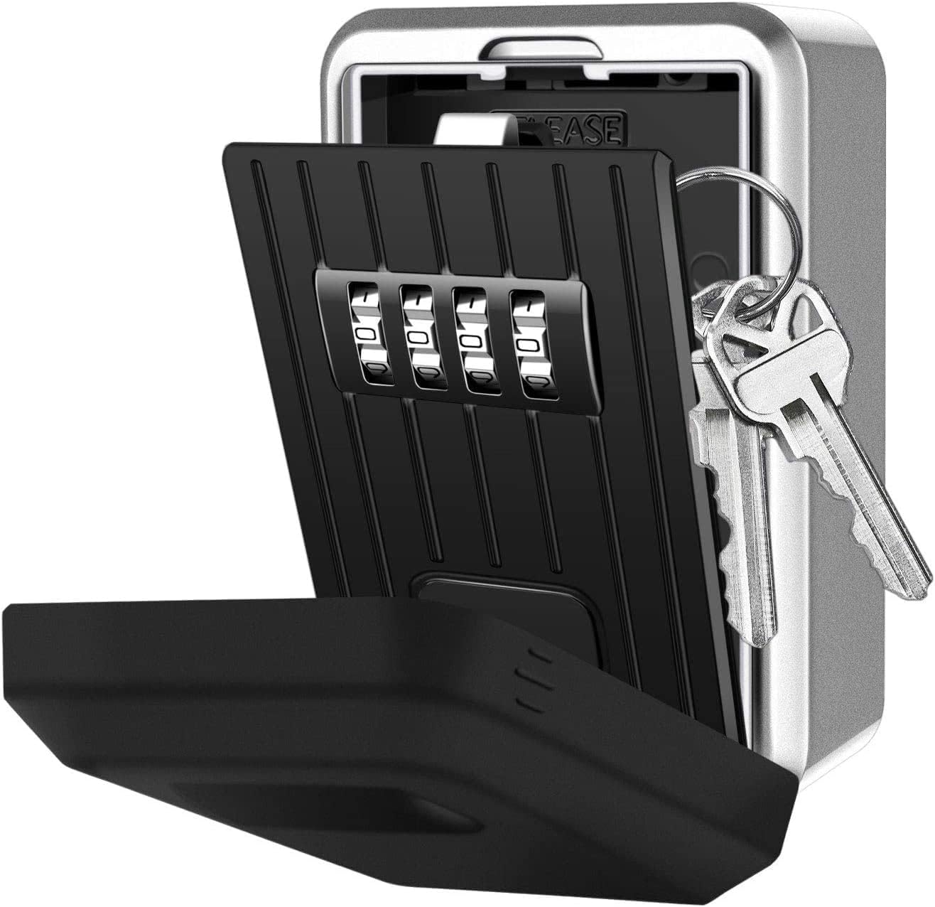 Cutie pentru depozitarea cheilor, UBX, din otel si cauciuc, cu cod de siguranta, 12.4x4x8.5 cm, gri-negru Cutie pentru depozitarea cheilor, UBX, din otel si cauciuc, cu cod de siguranta, 12.4x4x8.5 cm, gri-negru